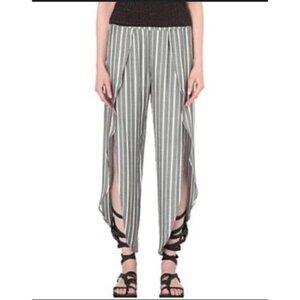 Free People Pants Size 2 Women’s Grey White Striped Split Hem Rosemary